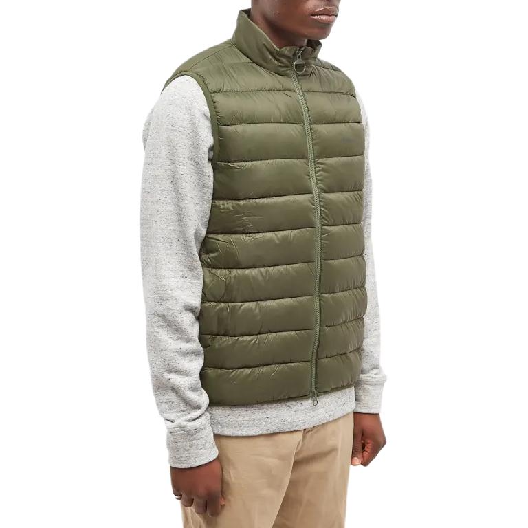 Purchase Barbour橄榄绿无袖拉链夹克，胸前带Logo印花。 MGI0024OL51