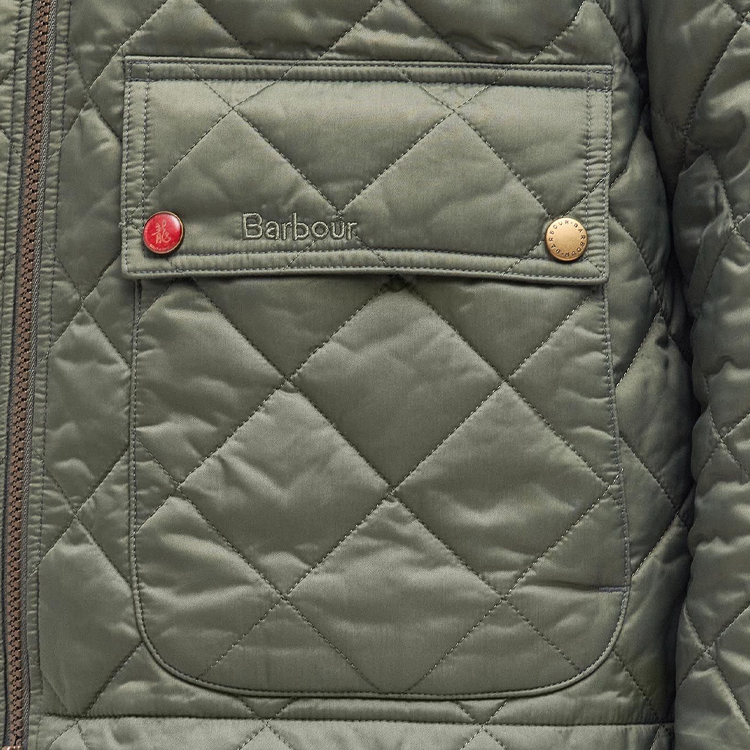 Sizing Barbour 轻便长袖菱形绗缝外套 浅苔绿色. MQU1763GN19