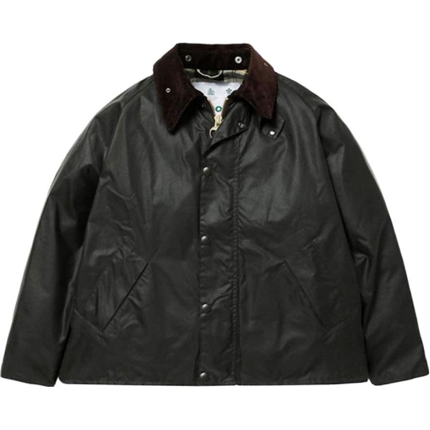 Barbour  Sage Green Waxed Jacket with Solid Color and Button Closure. MWX1678SG91