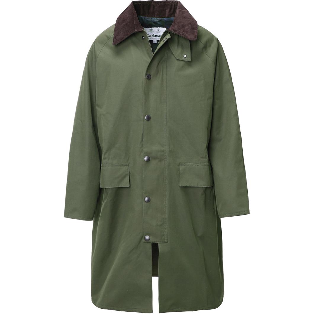 Barbour  Solid Green Loose Fit Long Sleeve Coat with Collared Design MWB0916