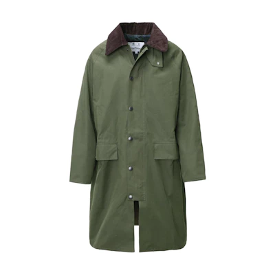 Barbour Solid Green Loose Fit Long Sleeve Coat with Collared Design MWB0916