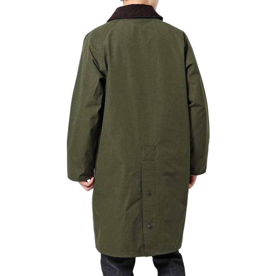 Shop Barbour Jaket Panjang Lengan Hijau Solid Loose Fit dengan Desain Kerah. MWB0916