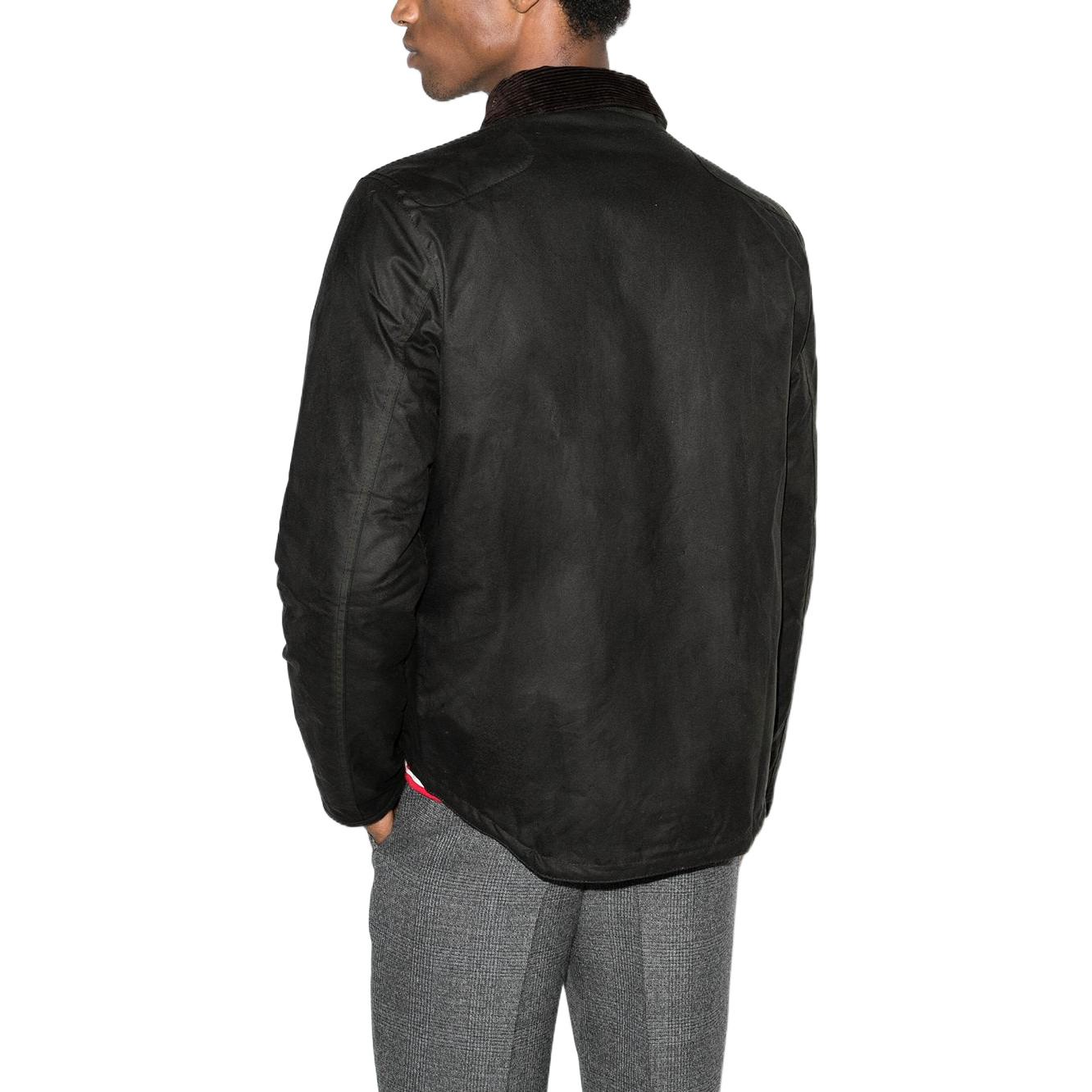 Shop Barbour Jaket Hitam Stand Collar Single-Breasted Solid. MWX1106SG51