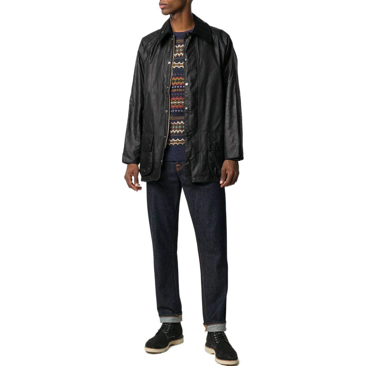 Lookbook 巴伯尔 黑色单排扣简约休闲户外经典蜡面夹克外套. MWX0017BK91-BK