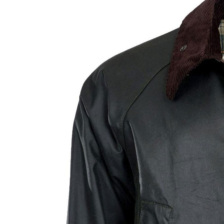 Shop 巴伯尔男士深绿色纯色长袖蜡棉夹克. MWX0018SG91