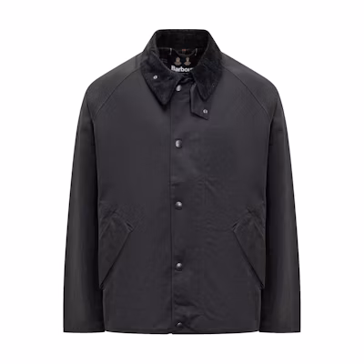 BARBOUR Waxed Cotton Jacket Navy Single-Breasted Long-Sleeve Coat. MCA0931NY71