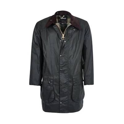 Barbour Waxed Jacket Solid Color Zip-Up Long Sleeve - Dark Green MWX0008SG91