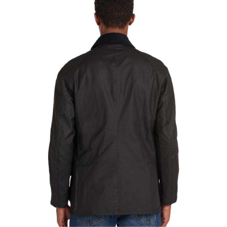 Shop BARBOUR Ashby Jaket Hitam Waxed Cotton dengan Kerah Berdiri. MWX0339BK71