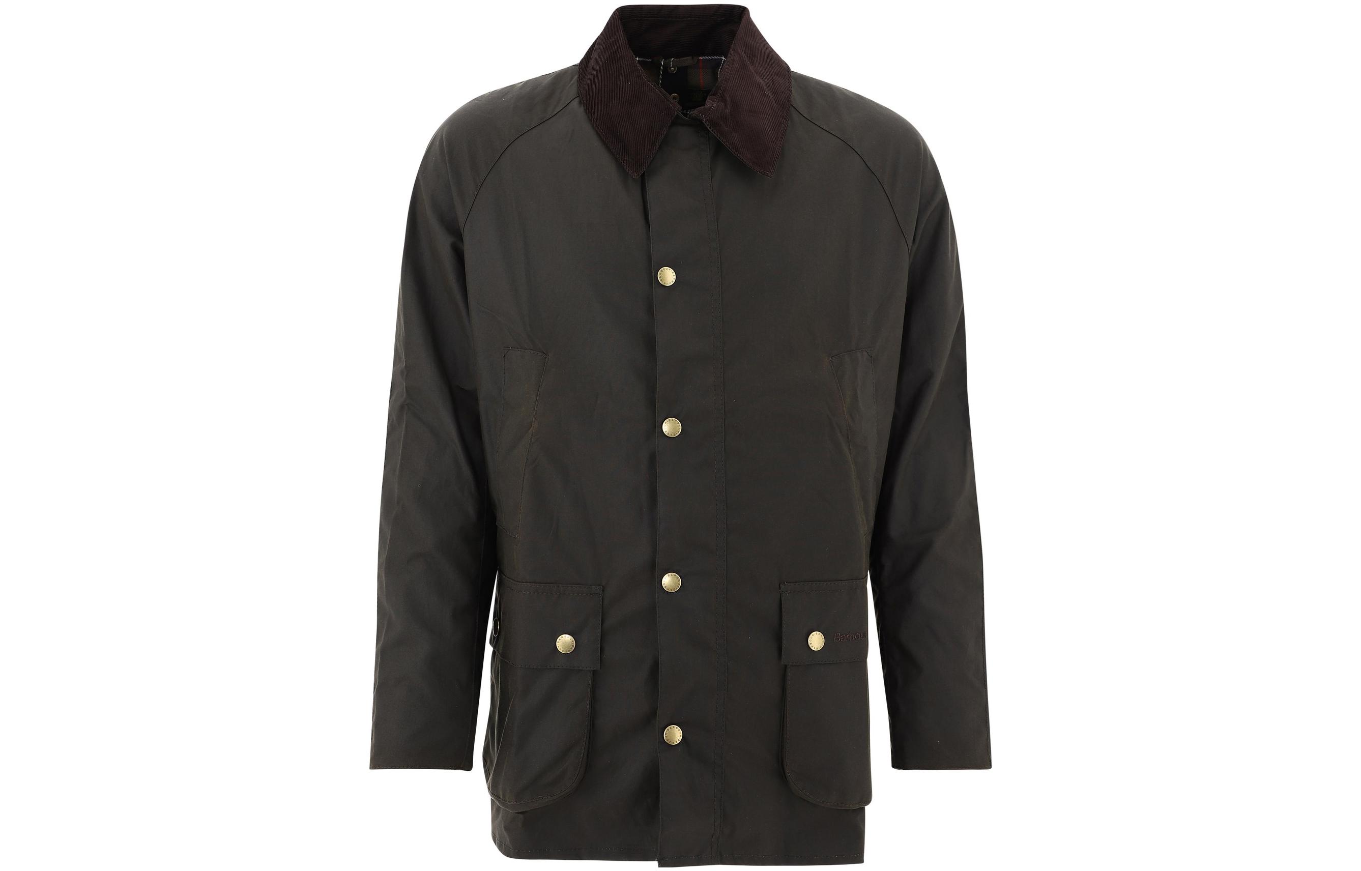 BARBOUR Ashby Waxed Jacket Men’s Green Contrast Collar Casual Coat. MWX0339MWX-OL71