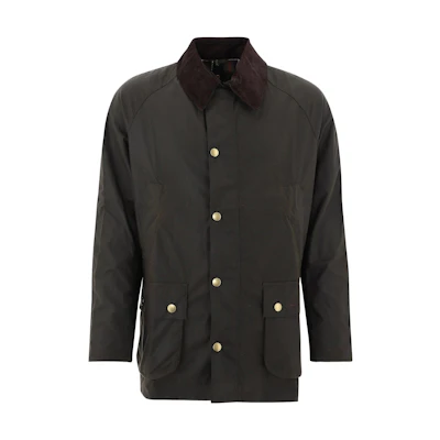 BARBOUR Ashby Waxed Jacket Men’s Green Contrast Collar Casual Coat. MWX0339MWX-OL71