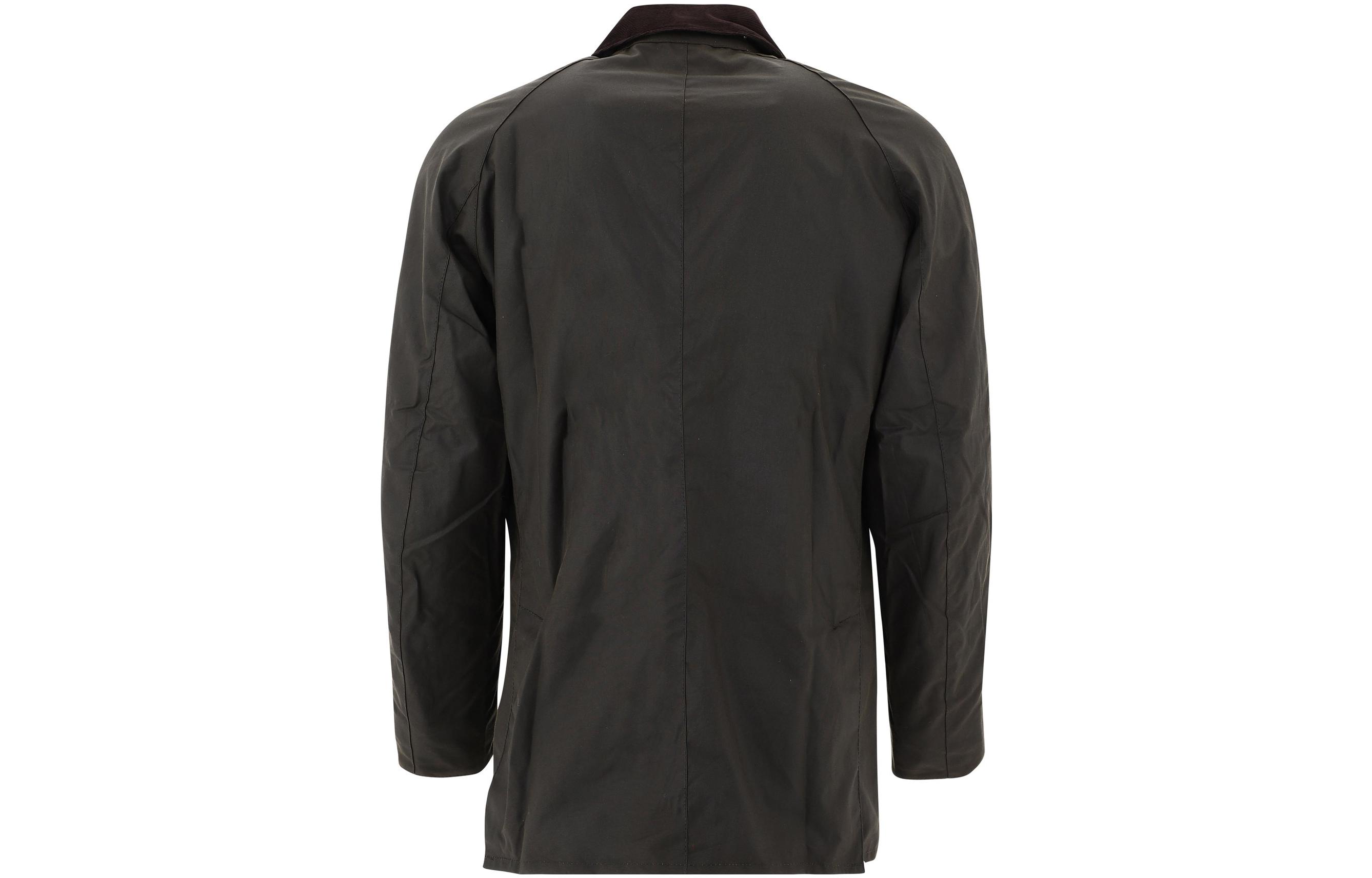 Lookbook 바버 애쉬비 왁스 재킷 남성용 그린 콘트라스트 칼라 캐주얼 코트. MWX0339MWX-OL71