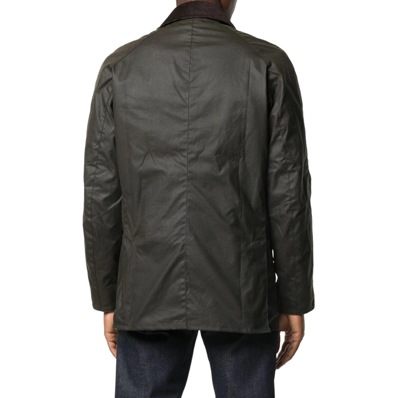 Purchase 바버 애쉬비 왁스 재킷 남성용 그린 콘트라스트 칼라 캐주얼 코트. MWX0339MWX-OL71