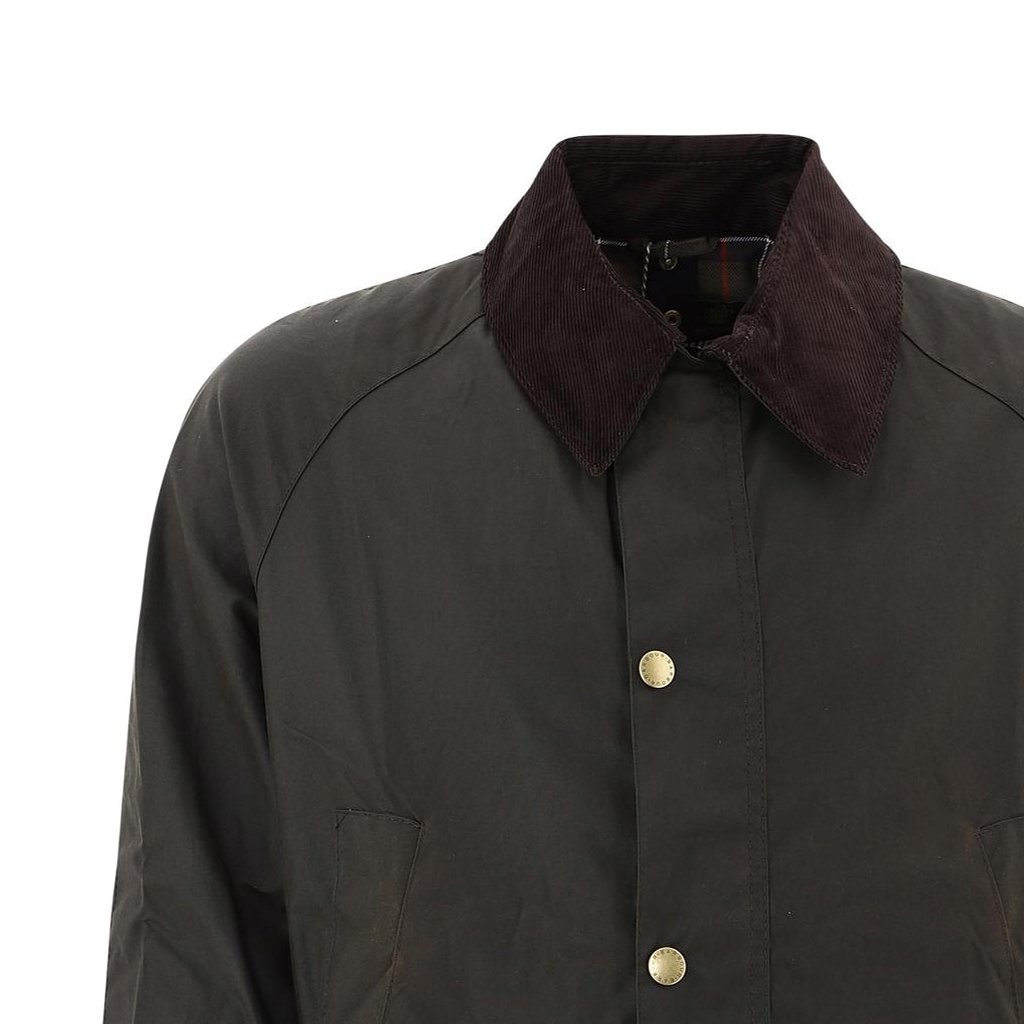 Cheap 바버 애쉬비 왁스 재킷 남성용 그린 콘트라스트 칼라 캐주얼 코트. MWX0339MWX-OL71