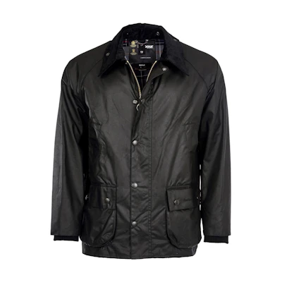BARBOUR Bedale Black Waxed Casual Jacket with Zip and Button Closure. MWX0018BK91