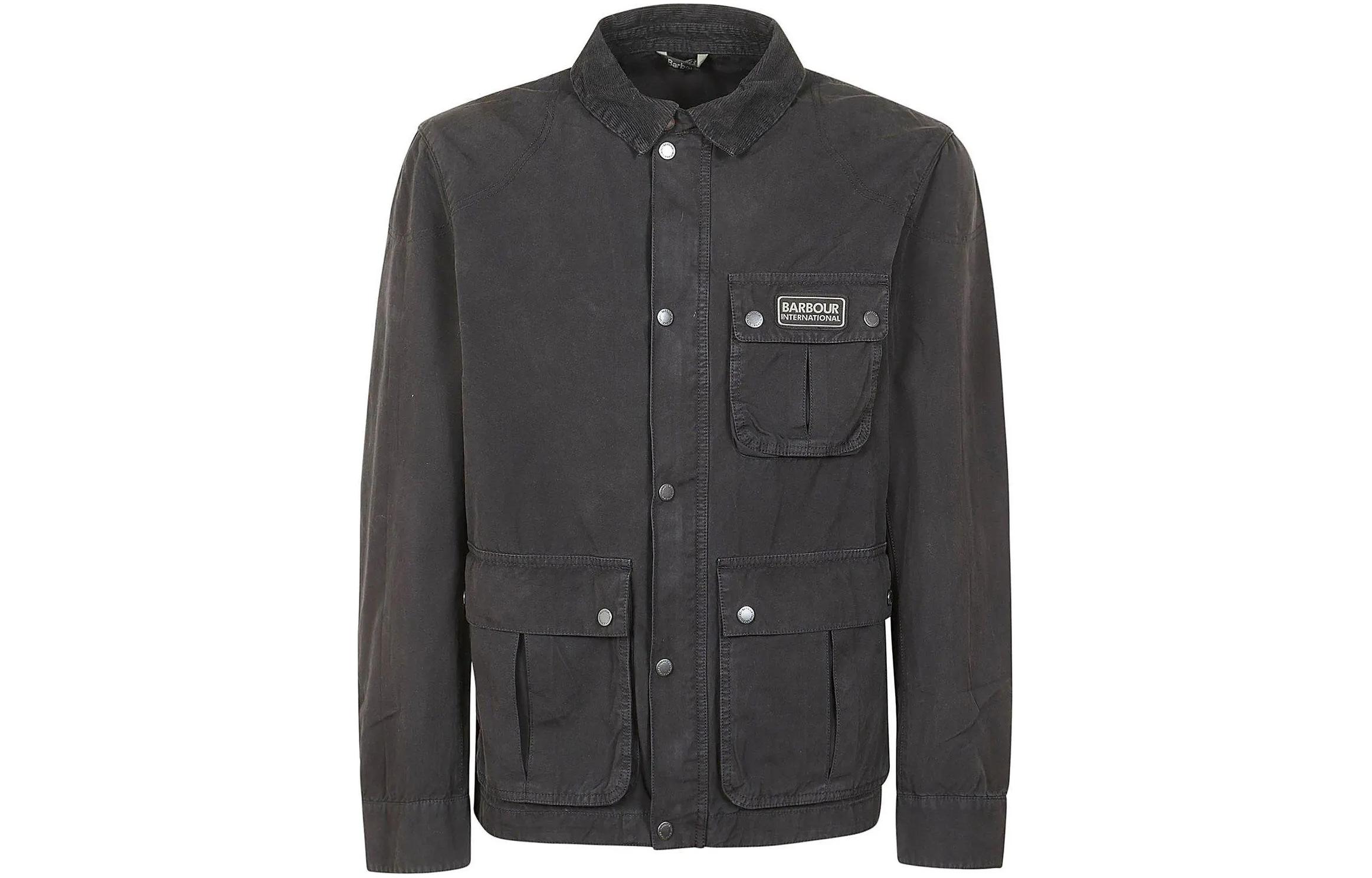 Barbour Black Long-Sleeve Letter Print Collared Jacket MCA0980BK11