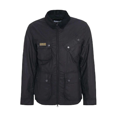 Barbour Black Oil Wax Jacket Solid Zip-Up with Logo and Long Sleeves MWX2298BK71