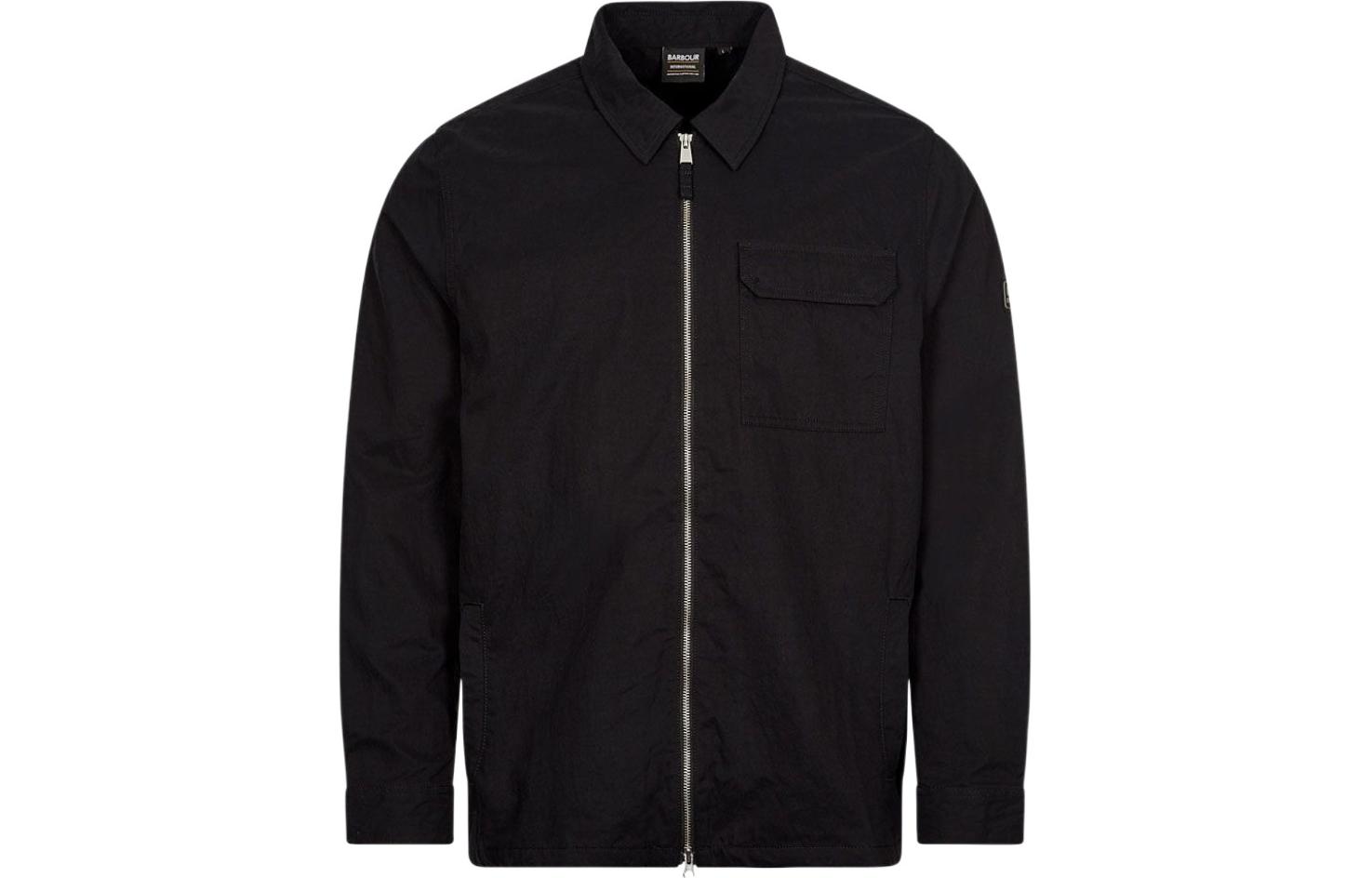 Barbour Black Plain Collared Long Sleeve Zip-Up Jacket with Pockets MOS0339-BK31