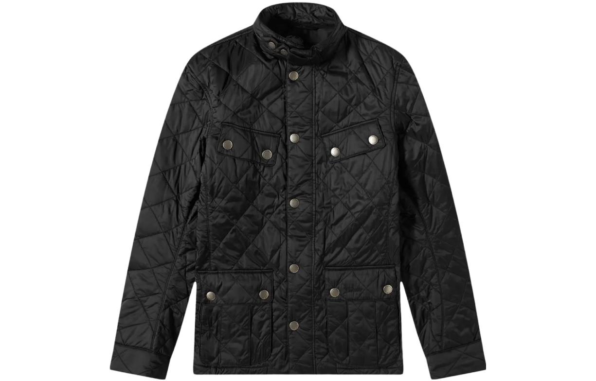 Barbour Black Quilted Jacket with Stand Collar and Button Closure MQU0251BK11