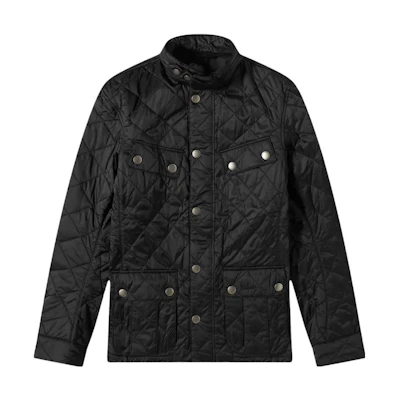 Barbour Black Quilted Jacket with Stand Collar and Button Closure MQU0251BK11