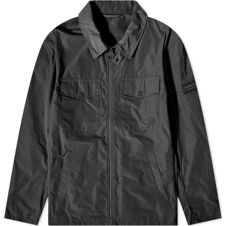 Barbour Black Solid Collar Long Sleeve Jacket with Zipper Pockets MCA0900BK11