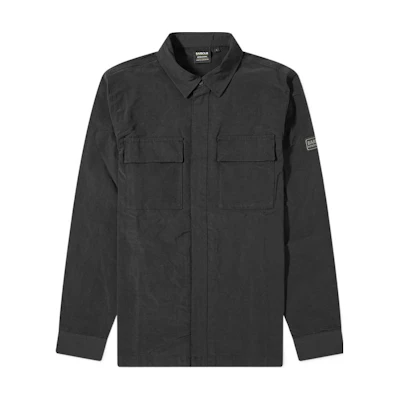 Barbour Black Solid Color Long-Sleeve Jacket with Logo and Button Closure MOS0266BK31