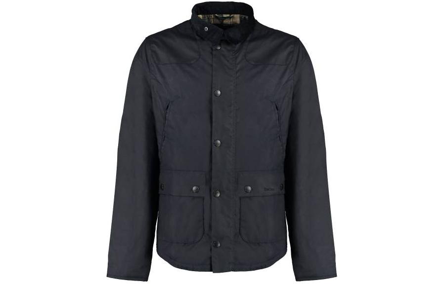 Barbour Black Waxed Cotton Casual Jacket with Stand Collar MMWX1106NY92