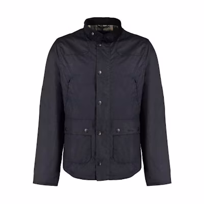 Barbour Black Waxed Cotton Casual Jacket with Stand Collar MMWX1106NY92
