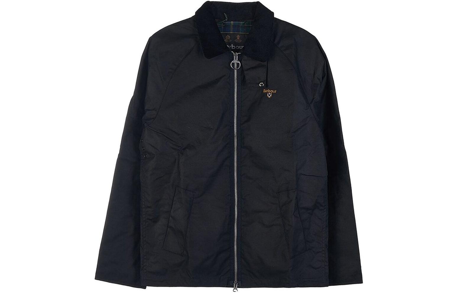 Barbour Black Waxed Cotton Jacket with Zip and Collar MWX2067NY92