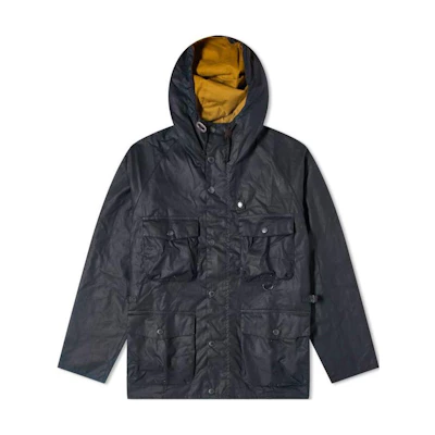 Barbour Black Waxed Hooded Logo Print Long Sleeve Jacket MWX2288NY92