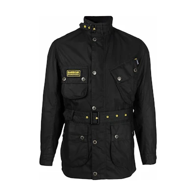 Barbour Black Waxed Jacket High Neck Button-Up Slim Fit Long Sleeve MWX0958MWXBK91