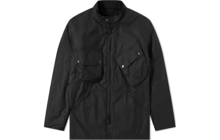 Barbour Black Waxed Jacket with High Neck and Full-Zip Design MWX1859BK11