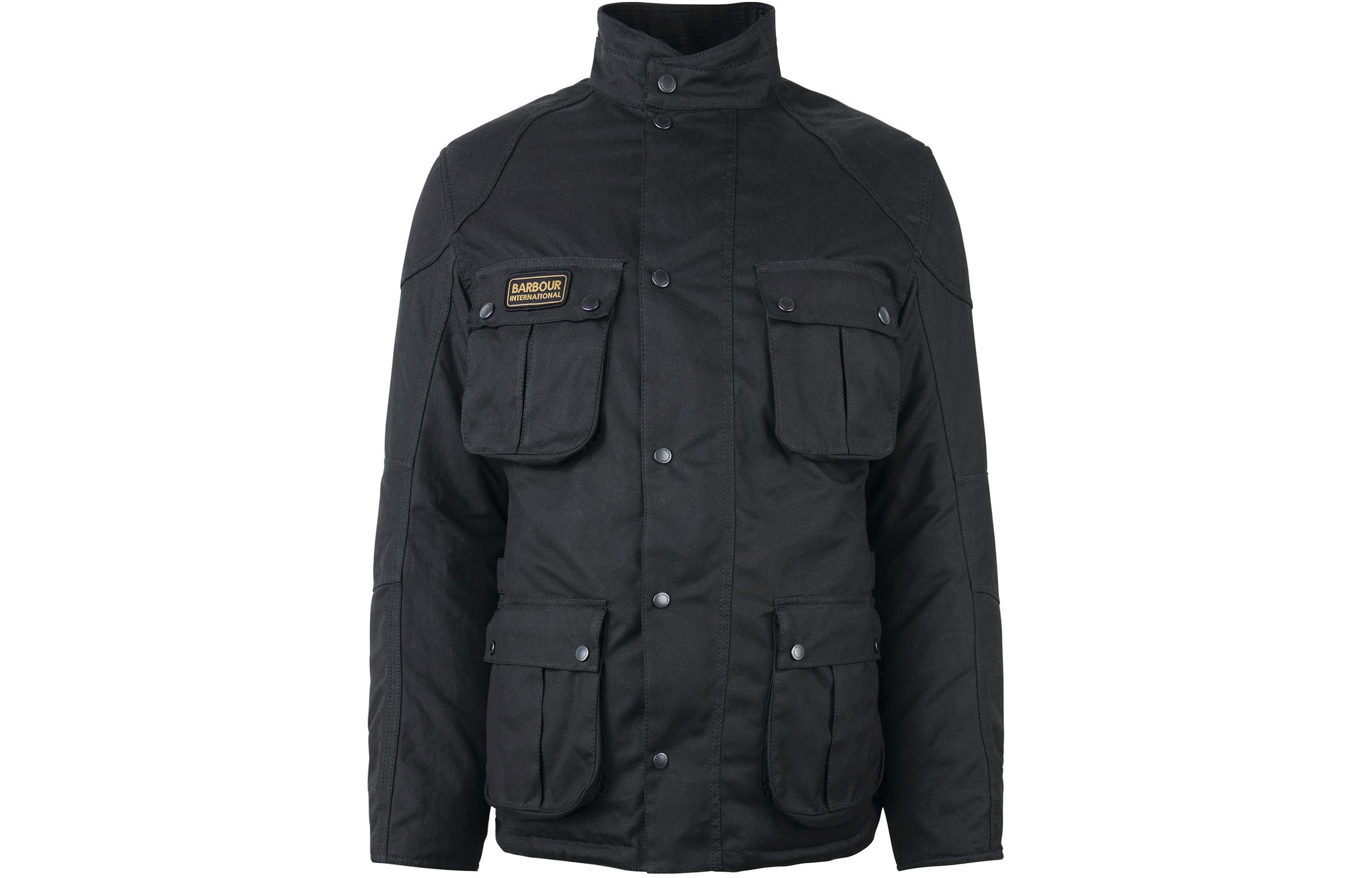 Barbour Black Waxed Jacket with Multi-Pocket Zip and Logo MWX2199BK11