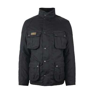 Barbour Black Waxed Jacket with Multi-Pocket Zip and Logo MWX2199BK11