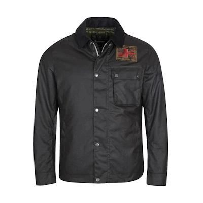 Barbour Black Waxed Jacket with Patterned Collar and Long Sleeves MWX1853BK51