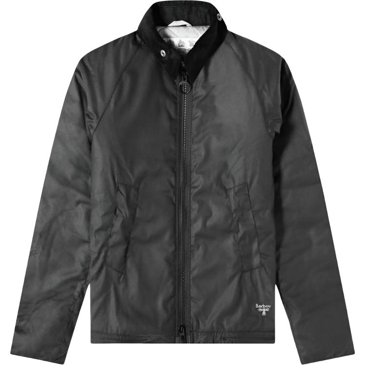 Barbour Black Waxed Jacket with Zip and Turn-Down Collar MWX1558BK11