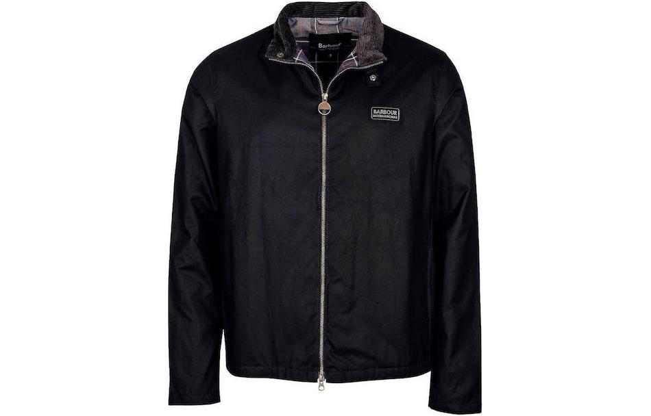 Barbour Black Zipper Jacket with Logo and Stand Collar Long Sleeve MWX1905BK71