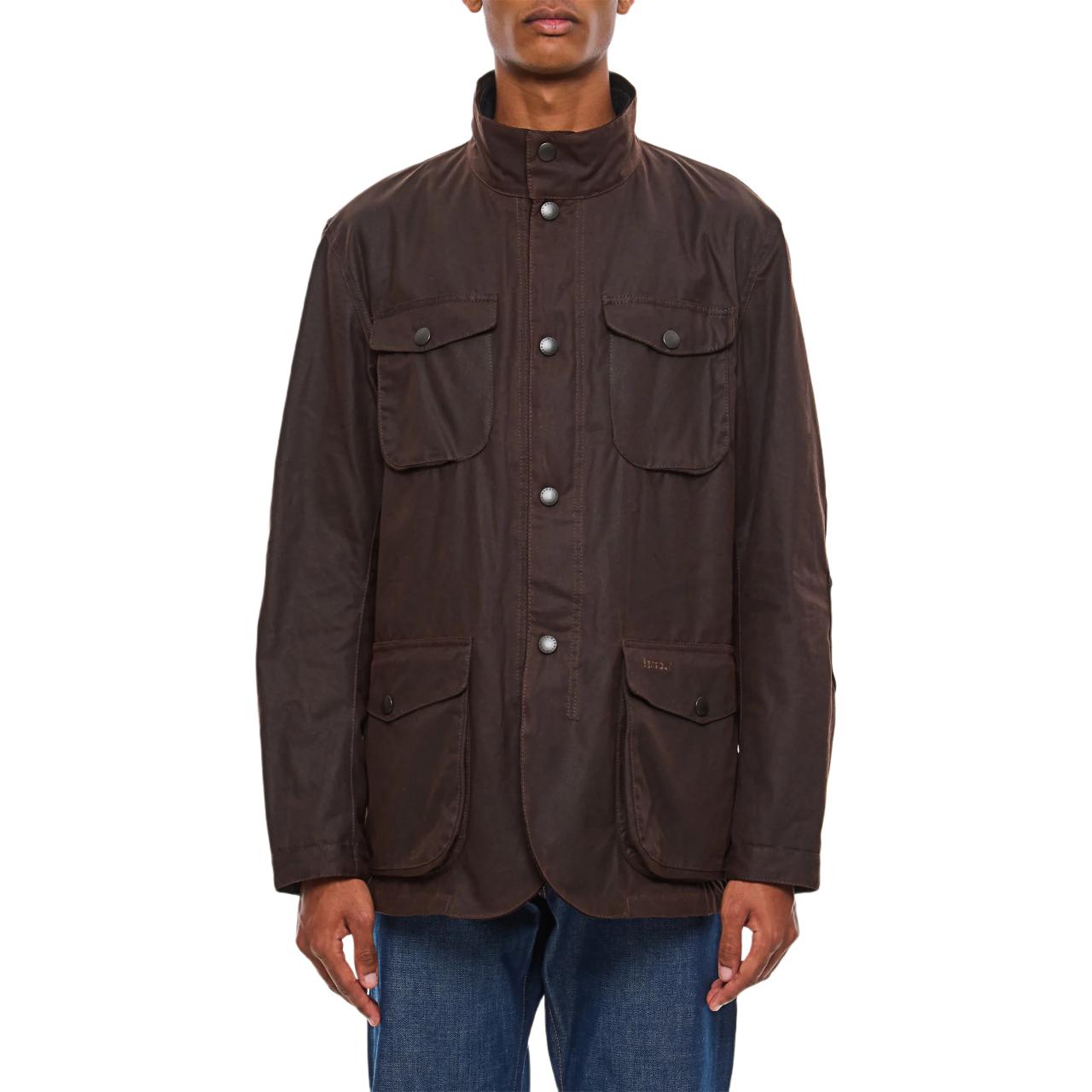 Barbour Brown Logo Zip-Up Stand Collar Long Sleeve Jacket MWX0700RU71