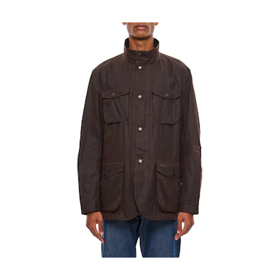 Barbour Brown Logo Zip-Up Stand Collar Long Sleeve Jacket MWX0700RU71