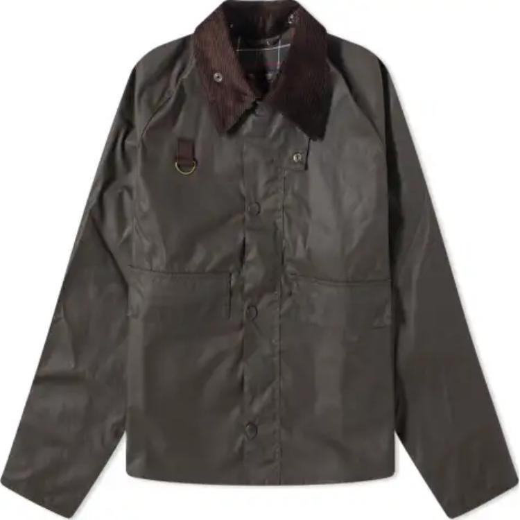 Barbour Brown Waxed Jacket with Collar, Logo, and Zip MWX1212OL51
