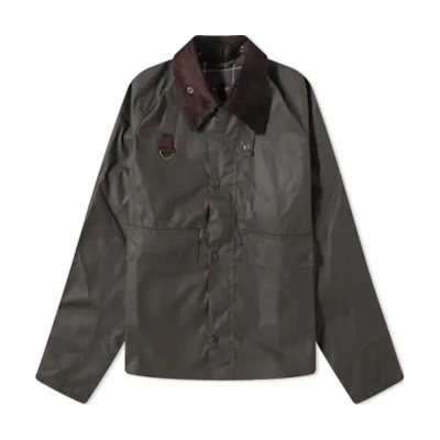 Barbour Brown Waxed Jacket with Collar, Logo, and Zip MWX1212OL51
