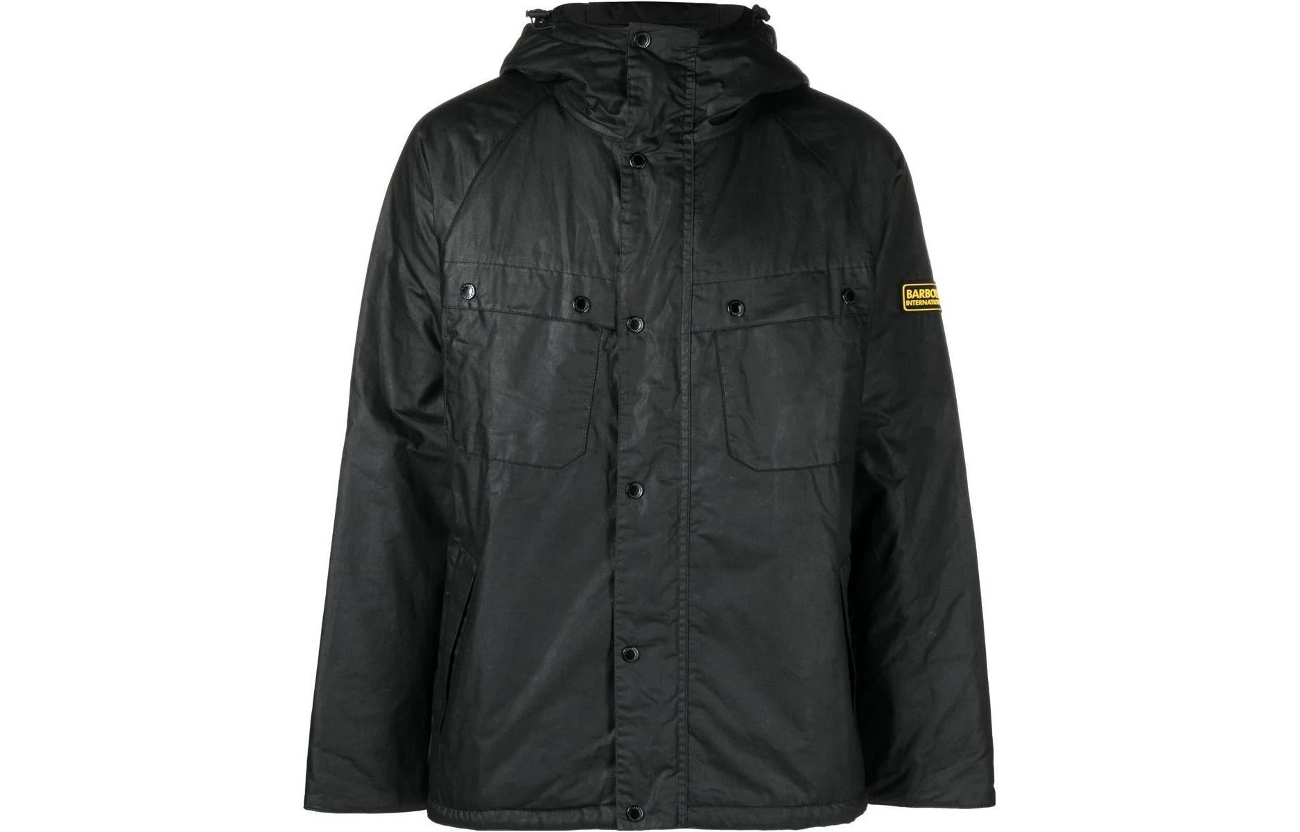 Barbour Casual Waxed Jacket with Logo Patch - Black MWX2036MWX
