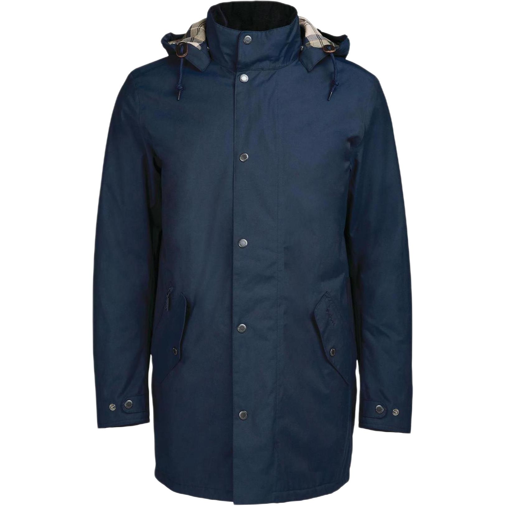 Barbour Chelsea Mac Jacket Navy Blue Single-Breasted Hooded Coat MWB1007NY71