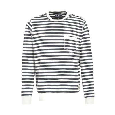 Barbour Cotton Striped Crewneck Long-Sleeve Sweatshirt Charcoal Stripes MOL0386-GY