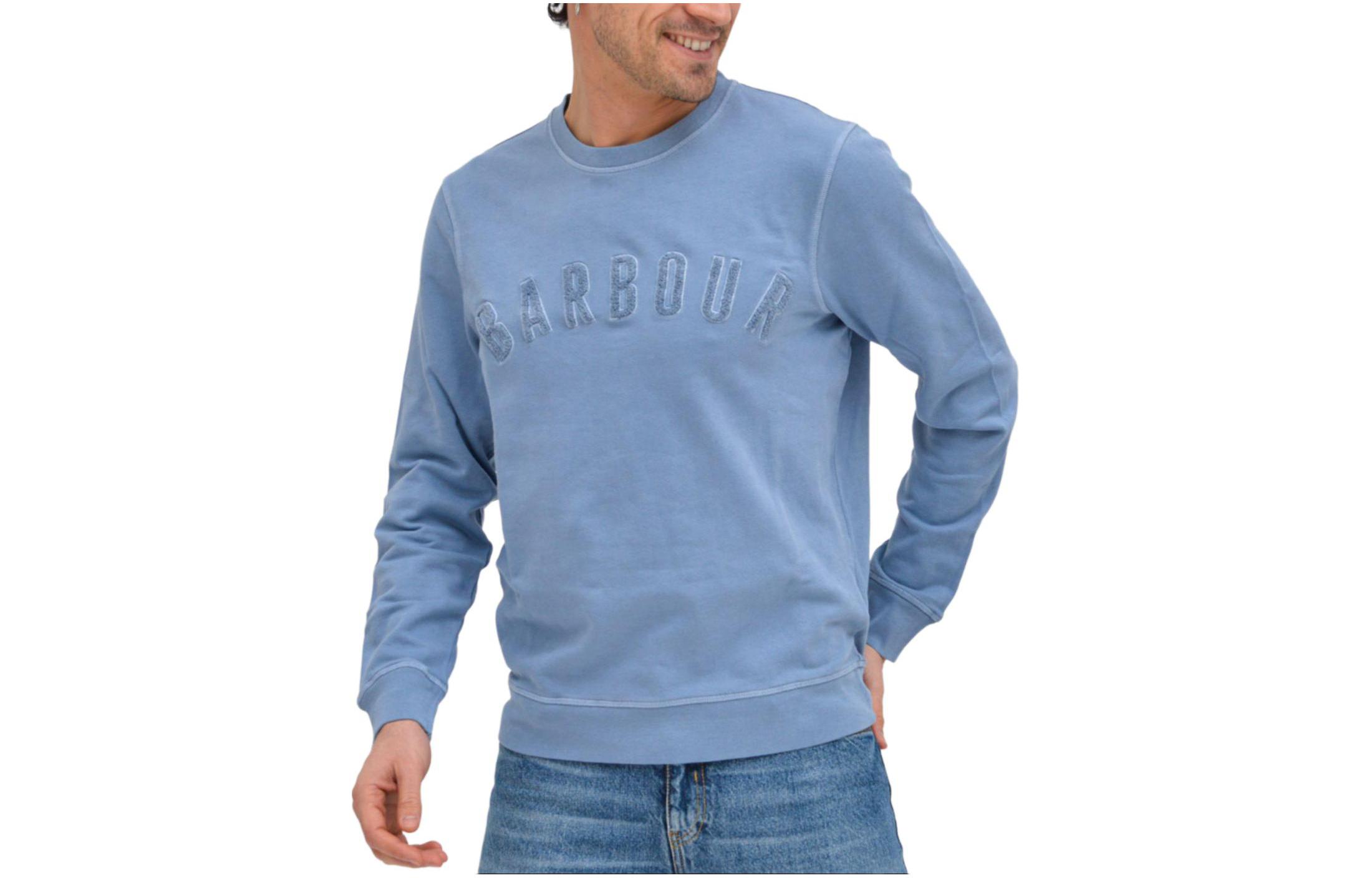 Barbour Crewneck Pullover Sweatshirt Light Blue Long Sleeve Casual MOL0483BL34