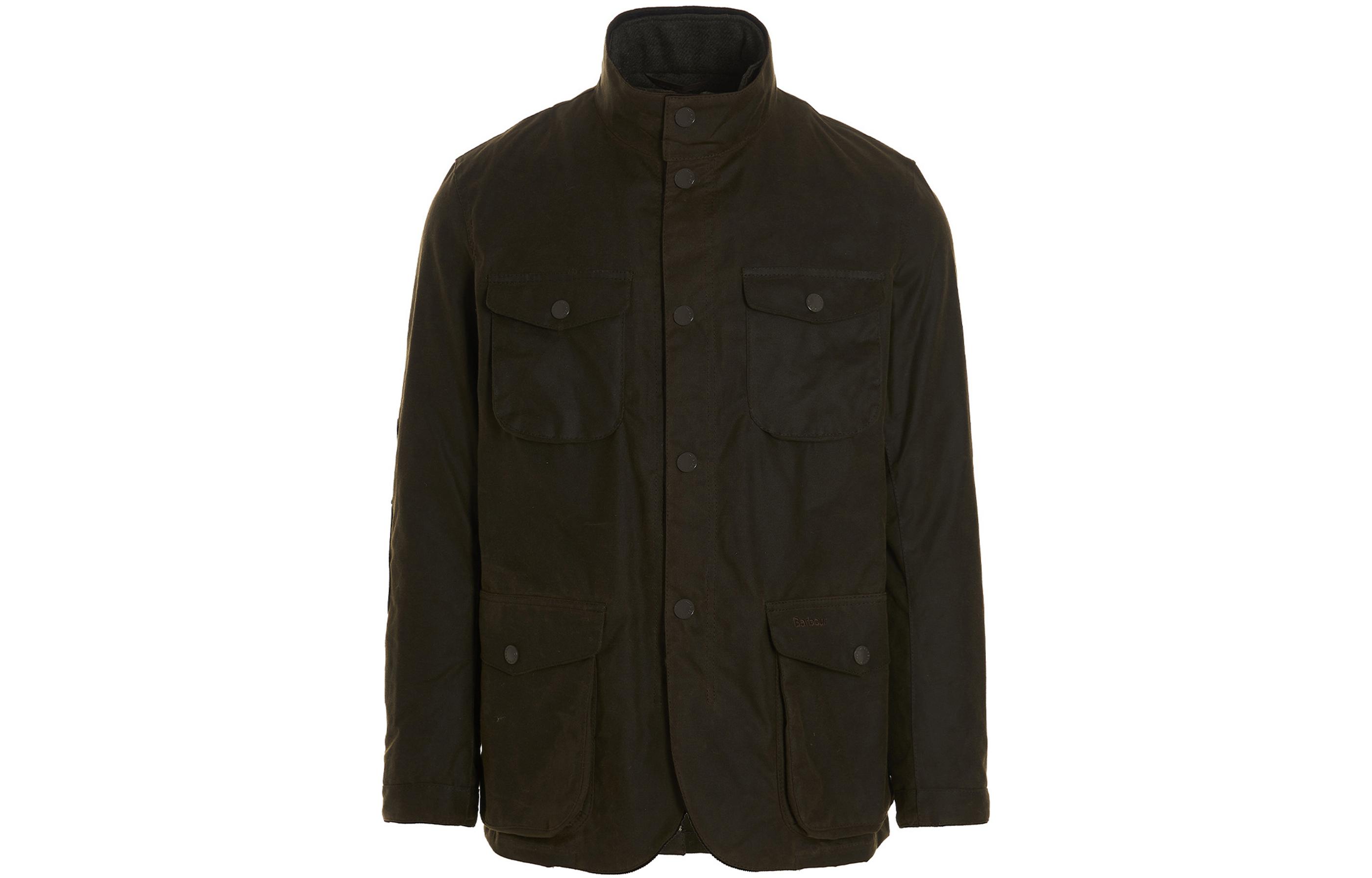 Barbour Distressed Waxed Cotton Collar Jacket - Brown Long Sleeve MWX0700MWXOL51