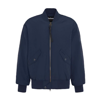 Barbour Flight Casual Navy Zip-Up Jacket with Stand Collar MCA0991NY71