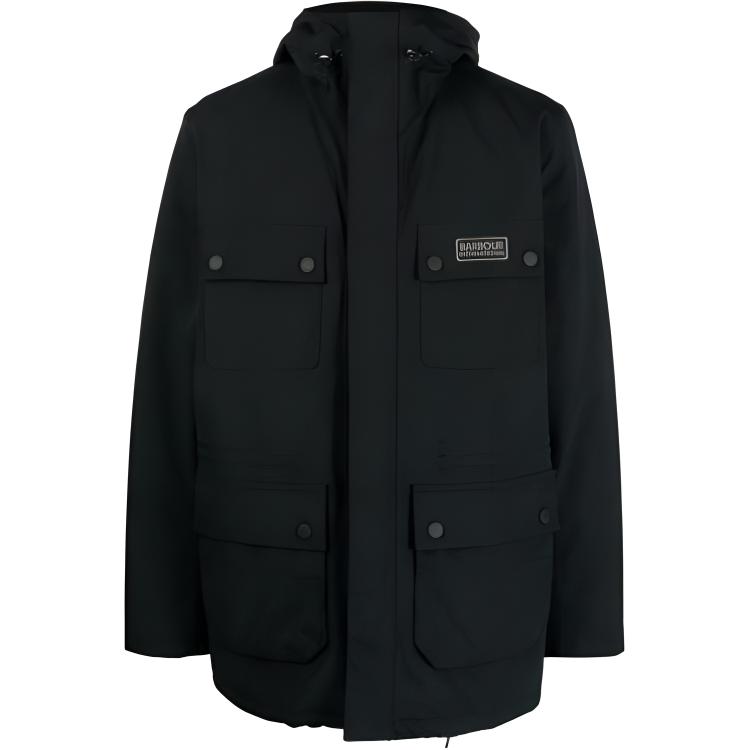 Barbour FW22 Black Logo Patch Zip-Up Hoodie Jacket MWB1023BK11