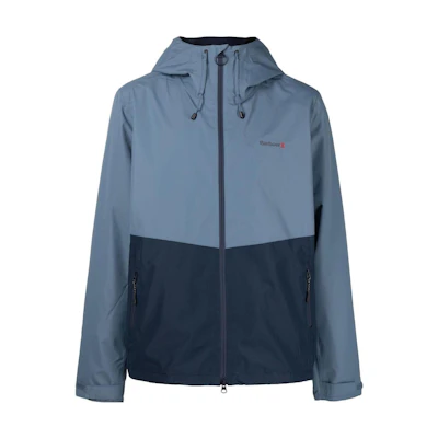 Barbour FW22 Colorblock Logo Embroidered Hooded Jacket Light Blue () MWB1027NY51