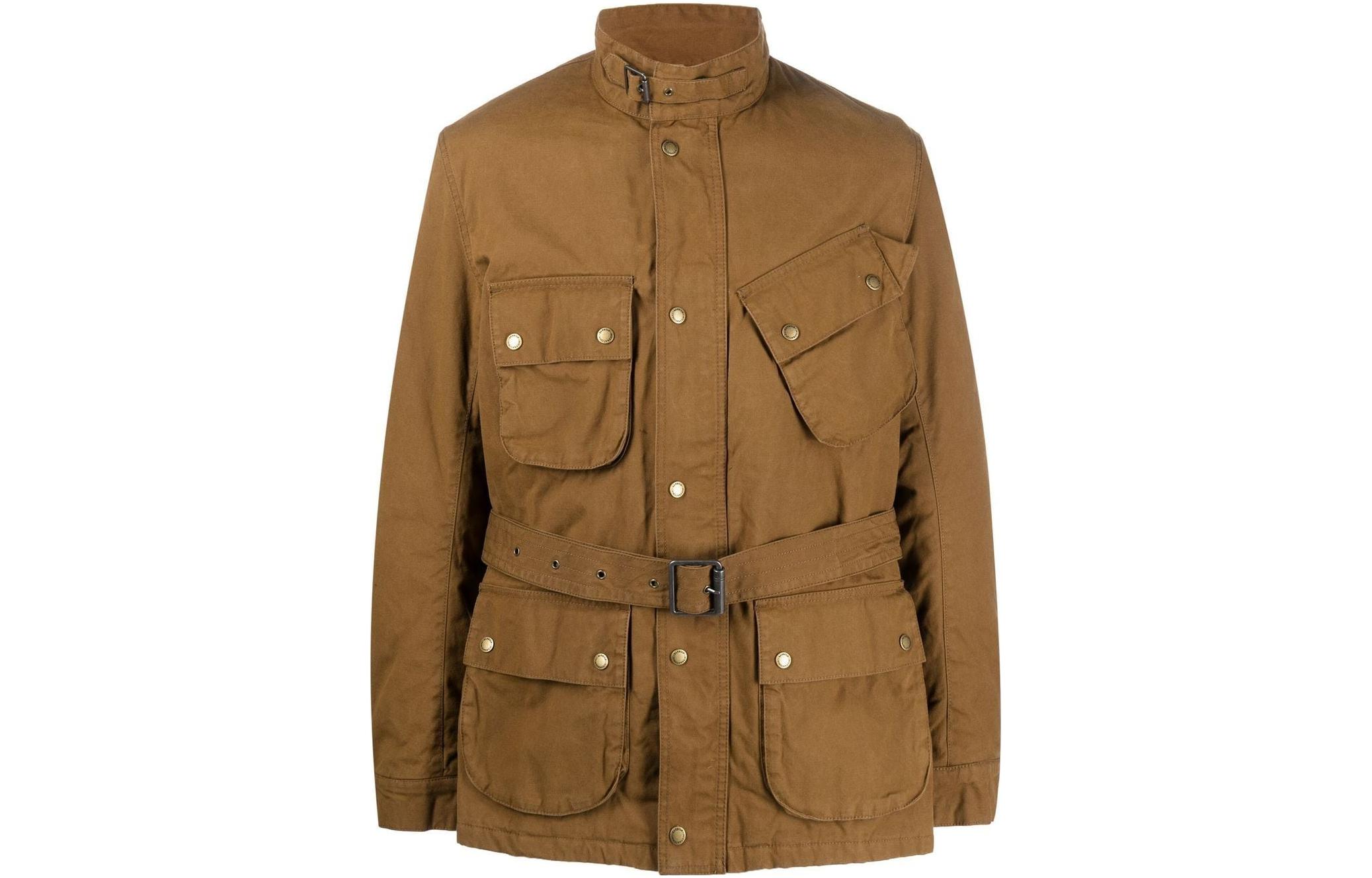 Barbour FW22 High-Neck Snap Button Jacket in Caramel Brown MCA0852OL31