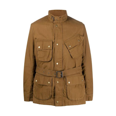 Barbour FW22 High-Neck Snap Button Jacket in Caramel Brown MCA0852OL31
